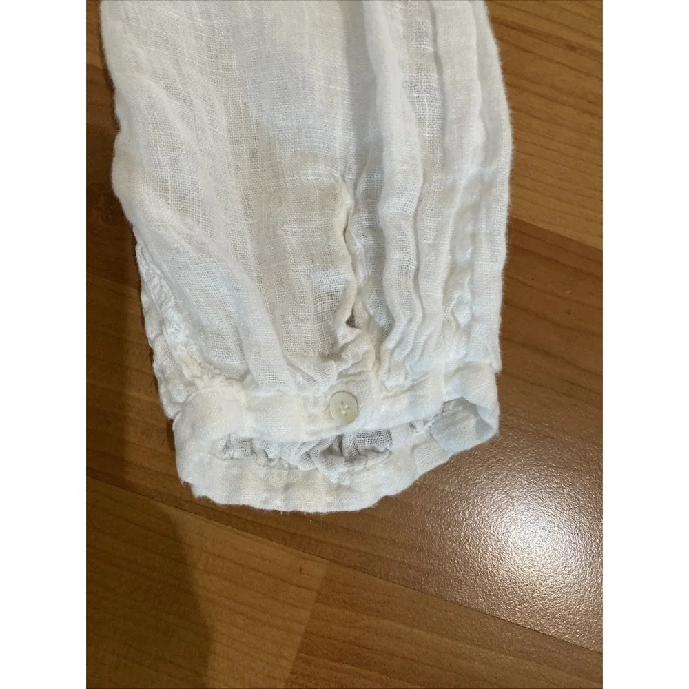 The White Company 100% Linen Blouse Top Size 10 White Pintuck Gauze Peasant Boho - Picture 14 of 15